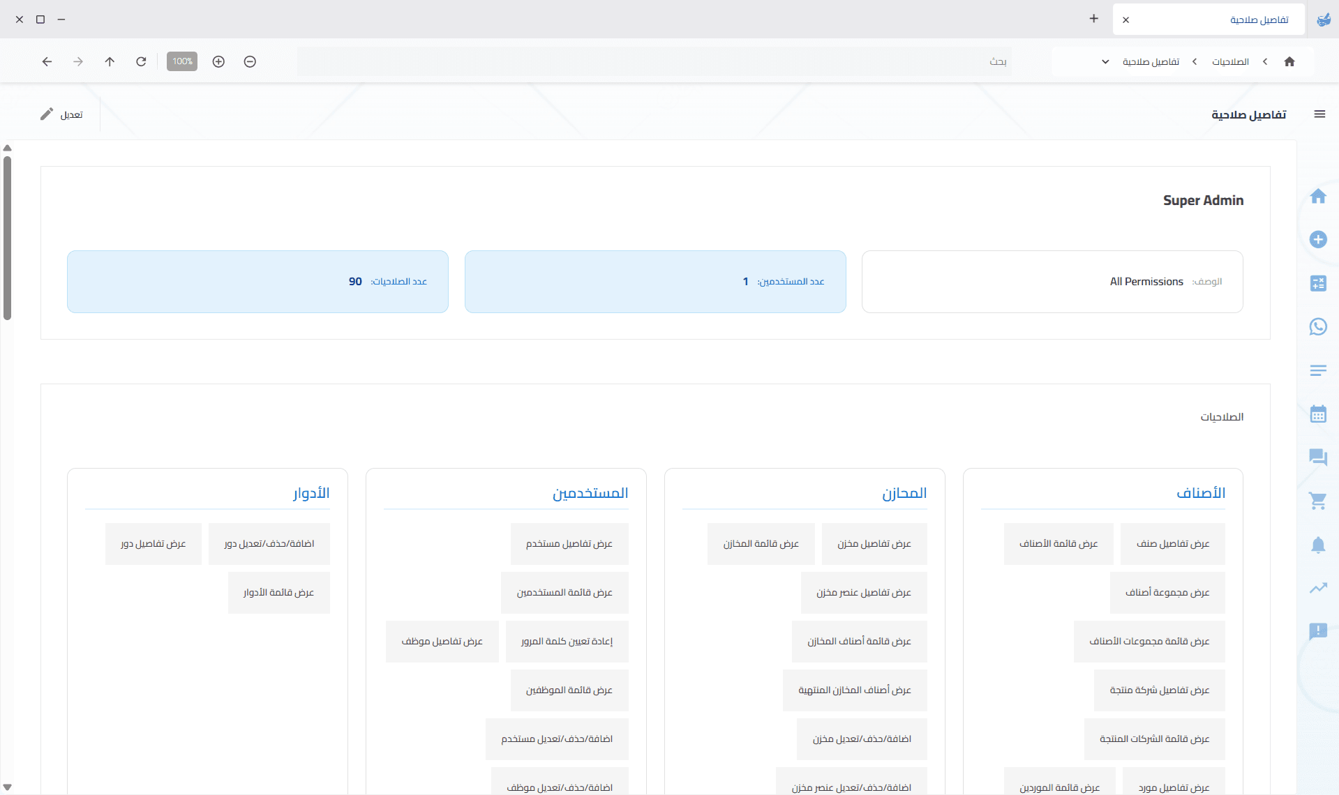 تفاصيل الأدوار والصلاحيات